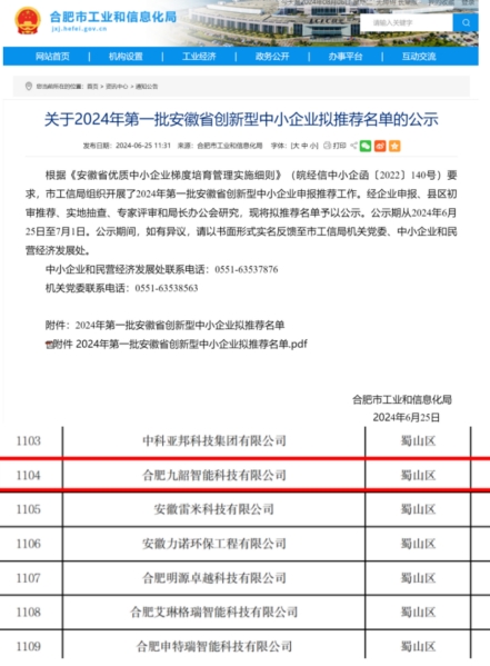 安徽省创新型中小企业